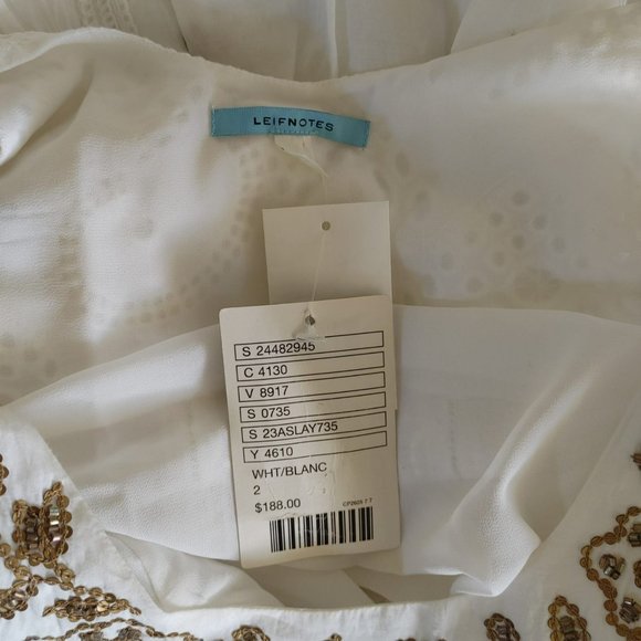 NWT Anthropologie Leifnotes Eyelet Embroidered Hand Beaded Assymetric Dress. 2 - Picture 11 of 11